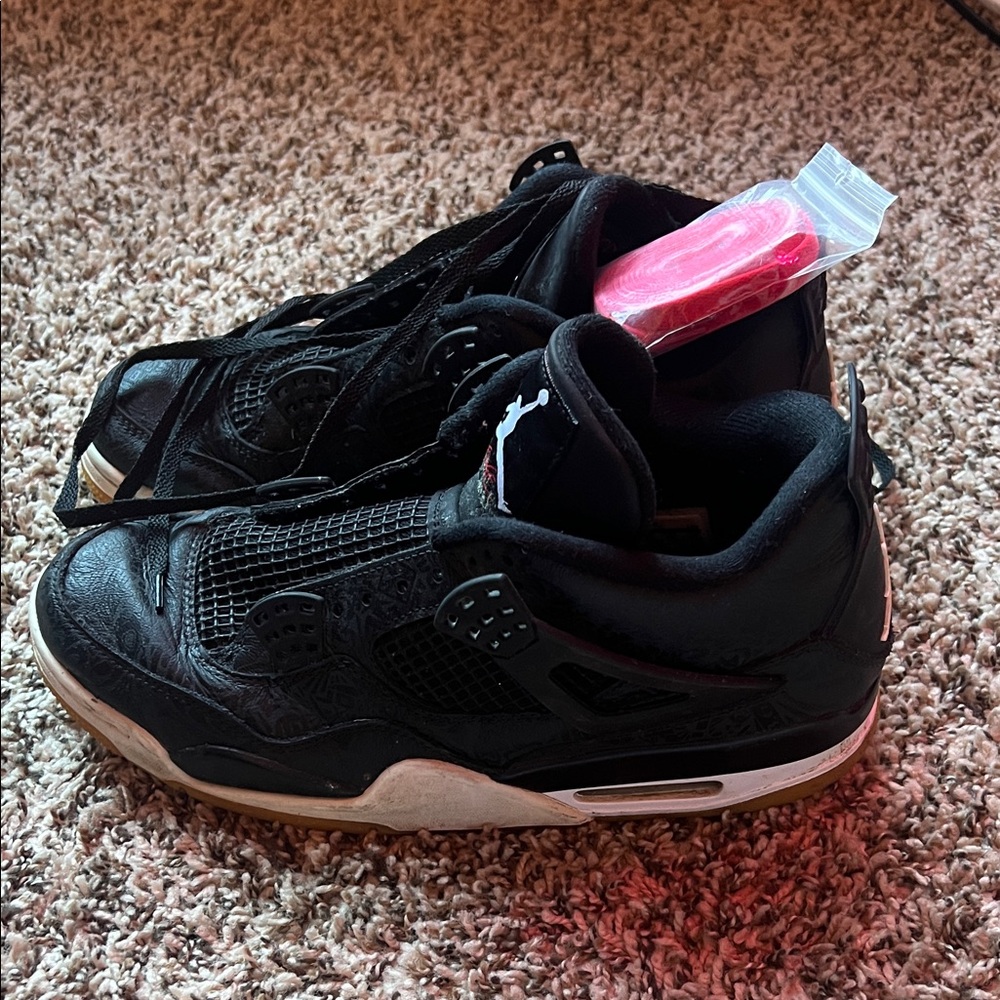 Jordan Black Retro Low-Top Sneakers with Red Laces